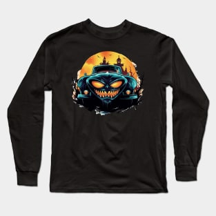 Possessed Classic Car in Halloween Landscape Long Sleeve T-Shirt